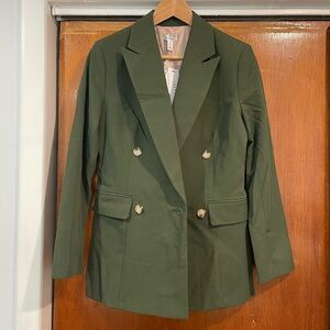 Zara Forest Green Double-Breasted Blazer